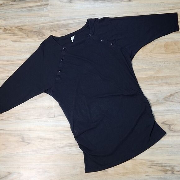 🐞Old Navy Black Snap Front Dolman Sleeve Top Maternity Small - Picture 1 of 11